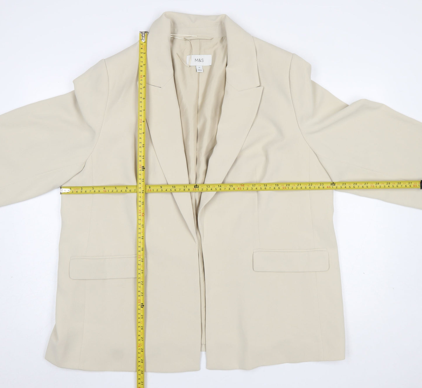 Marks and Spencer Womens Beige Size 20 Regular Fit Blazer Jacket