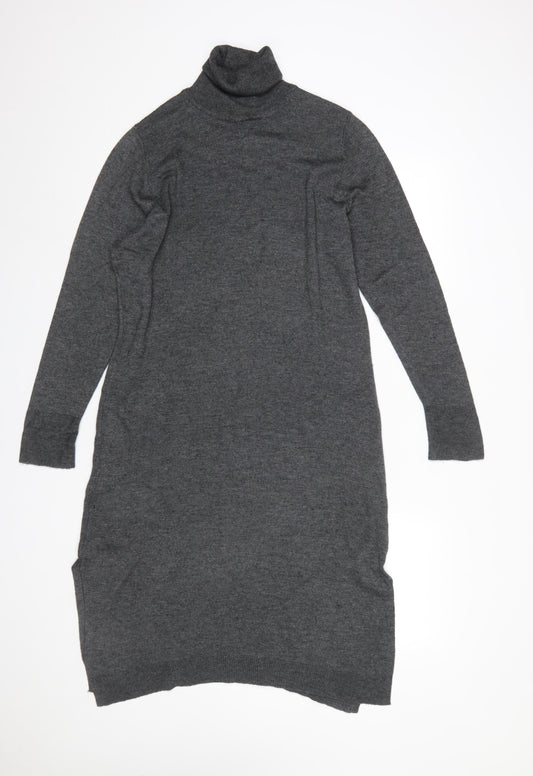 Next Women’s Grey Roll Neck Long Sleeve Knit Sweater Dress Size 12