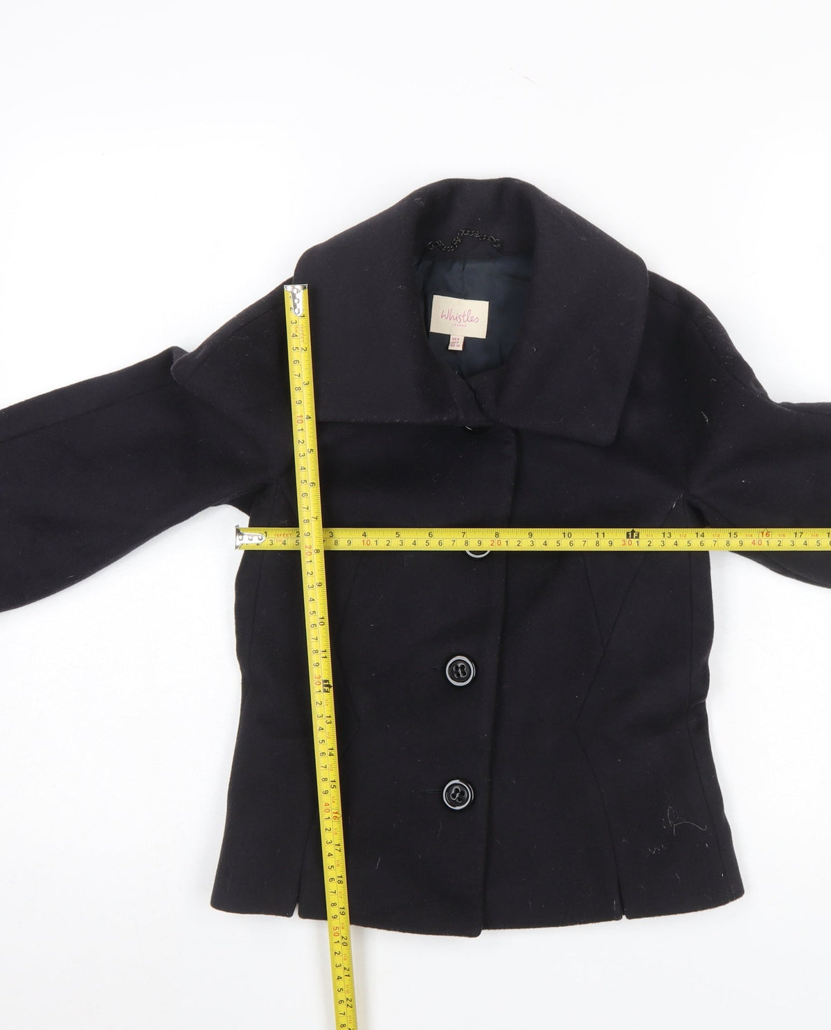 Whistles Women's Black Wool Suit Jacket UK 8 Classic Lined