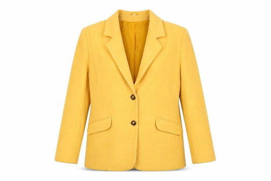 Compliments Women Yellow Wool Blazer Size 16 Single-Breasted Jacket