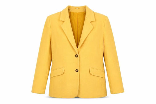 Compliments Women Yellow Wool Blazer Size 16 Single-Breasted Jacket