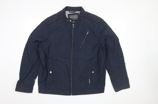 RJR John Rocha Men's Blue Biker Jacket Size L Cotton Nylon