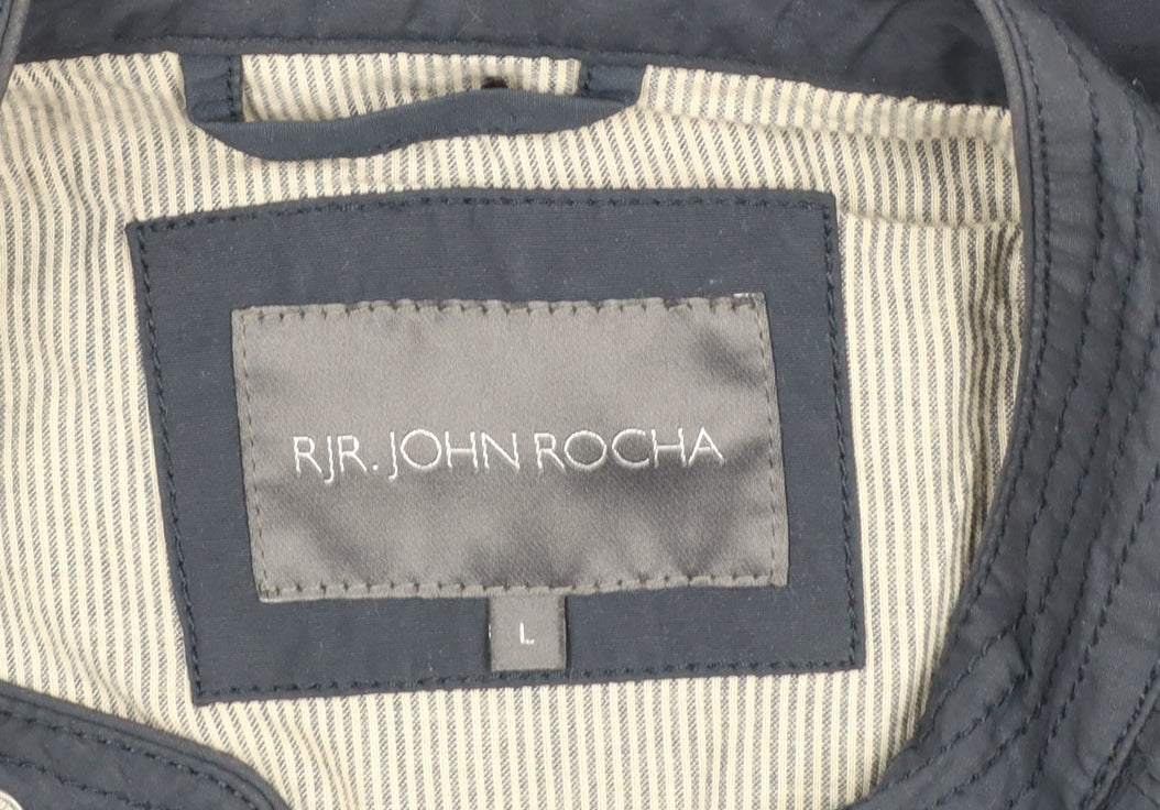 RJR John Rocha Men's Blue Biker Jacket Size L Cotton Nylon