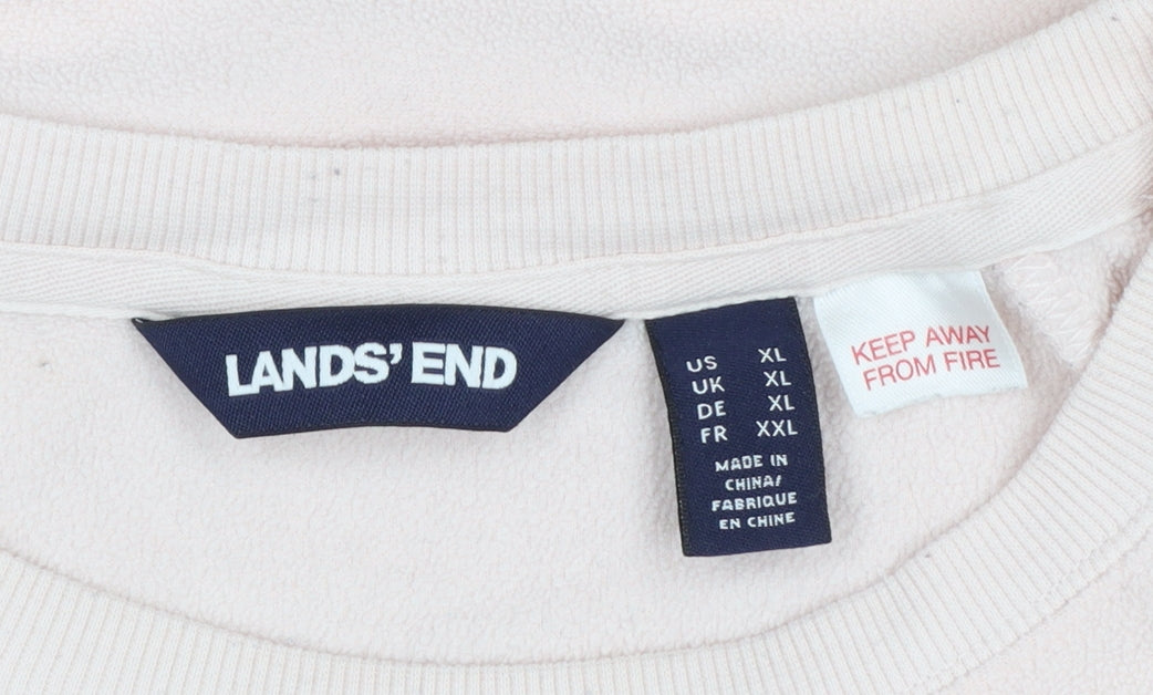 Lands' End Women Beige XL Pullover Sweatshirt Soft Fleece