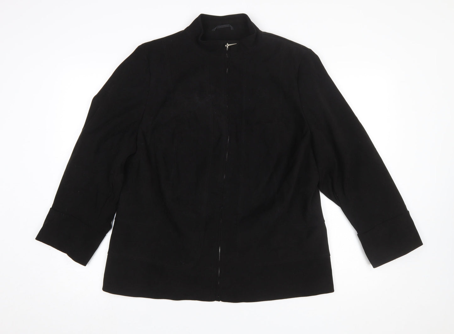 Essence Womens Black Size 18 Full Zip Mid-Length Jacket