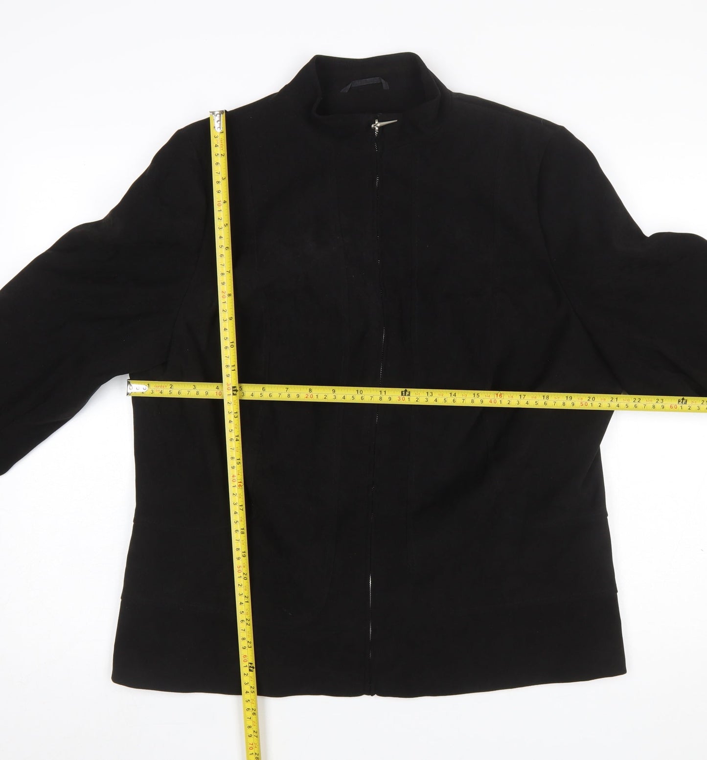 Essence Womens Black Size 18 Full Zip Mid-Length Jacket