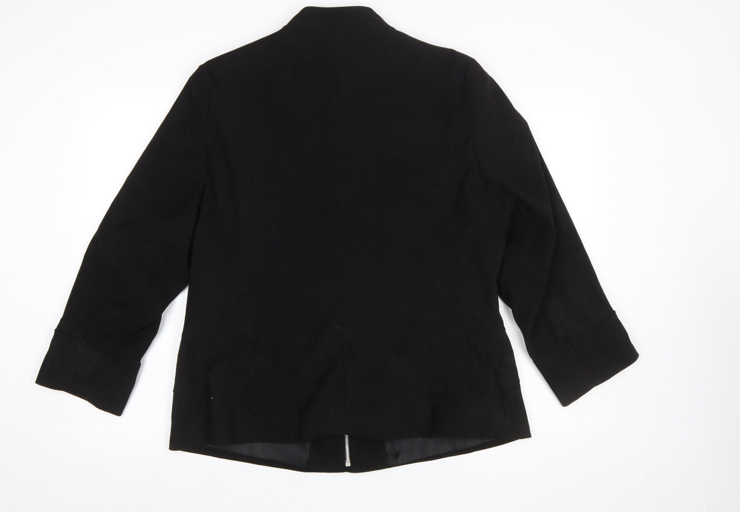 Essence Womens Black Size 18 Full Zip Mid-Length Jacket