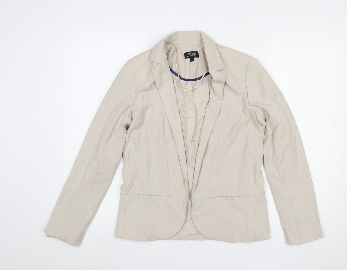Topshop Women’s Beige Tailored Blazer UK 6 Single-Breasted Jacket