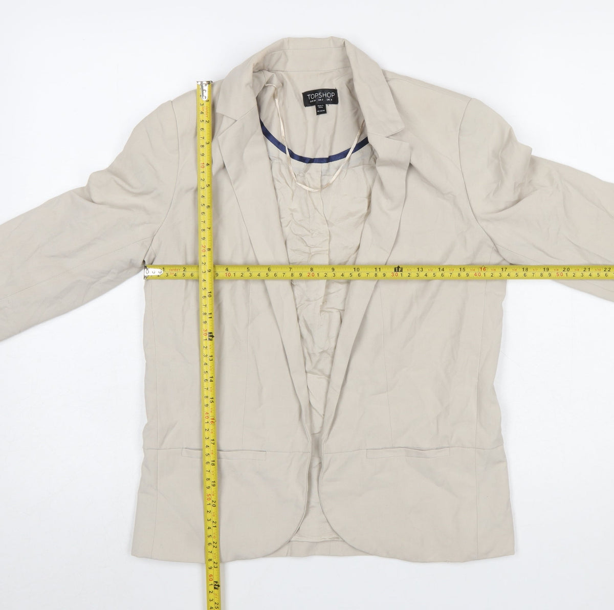Topshop Women’s Beige Tailored Blazer UK 6 Single-Breasted Jacket