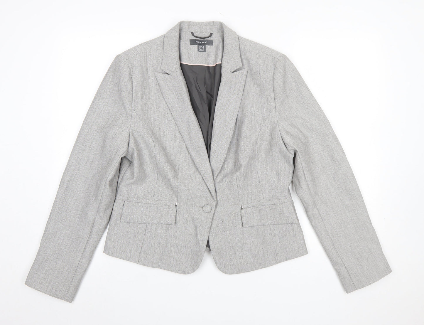Primark Women’s Grey Classic Single-Breasted Suit Jacket UK 16
