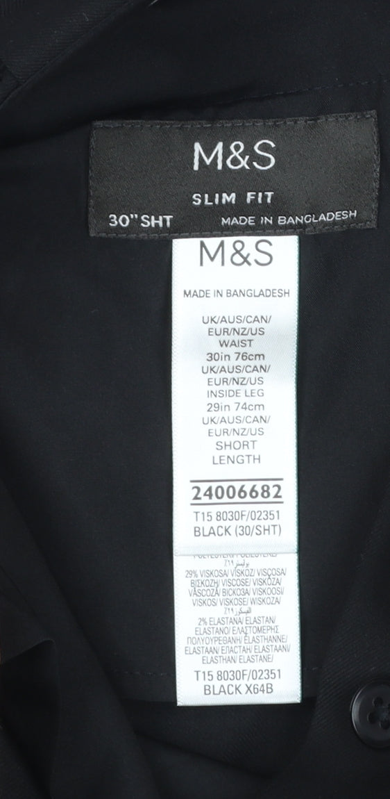 Marks and Spencer Men's Black Slim Fit Dress Pants 30x29
