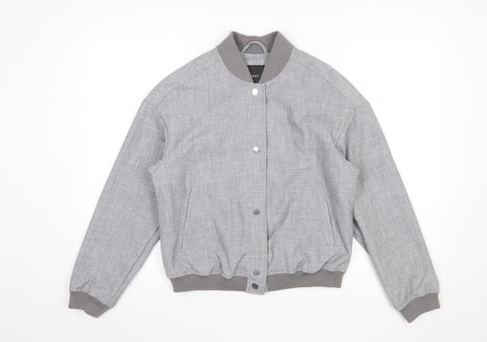 Next Women Grey Size 6 Bomber Jacket Polyester Blend Lined