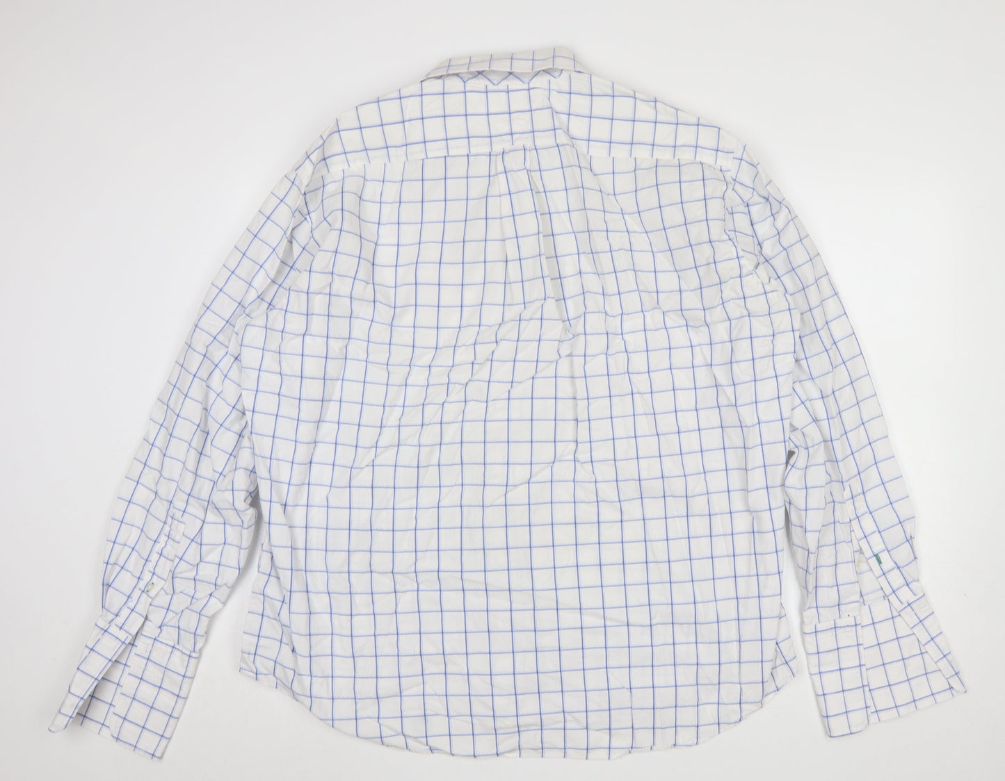 Tommy Hilfiger Men's White Blue Check XL Formal Dress Shirt 100% Cotton