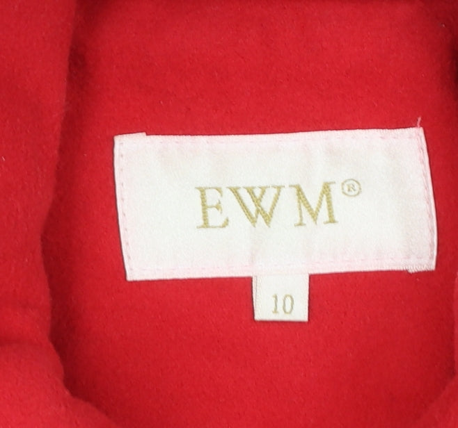 EWM Womens Red Mid-Length Hooded Toggle Duffle Coat Size 10