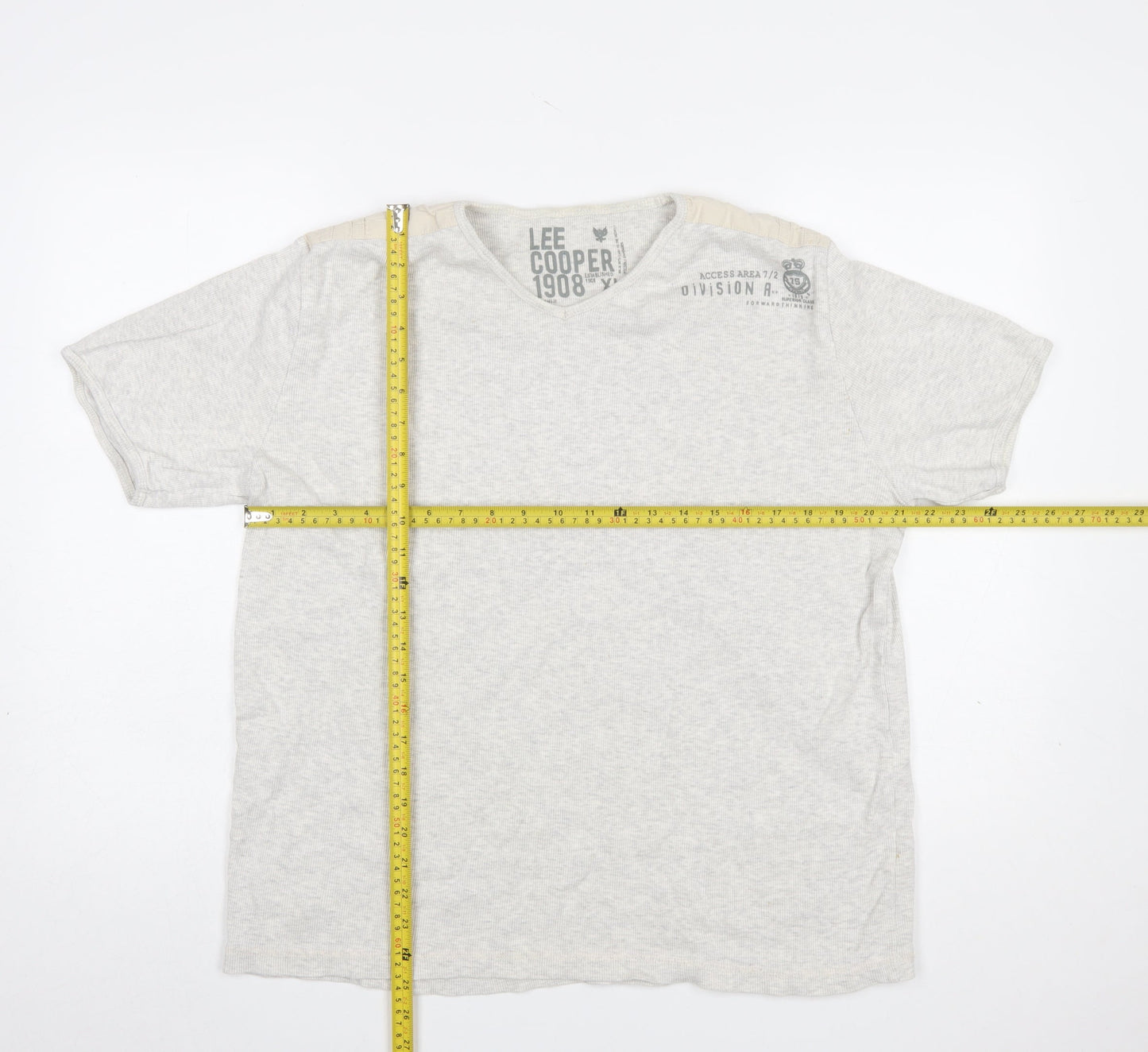 Lee Cooper Men's Grey Short Sleeve V-Neck T-Shirt XL Cotton Blend