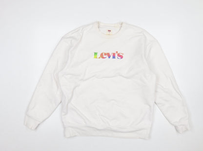 Levi's Men White Relaxed Fit Logo Pullover Sweatshirt M