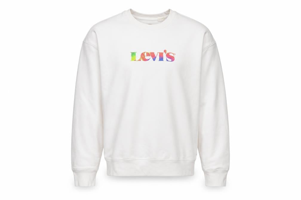 Levi's Men White Relaxed Fit Logo Pullover Sweatshirt M