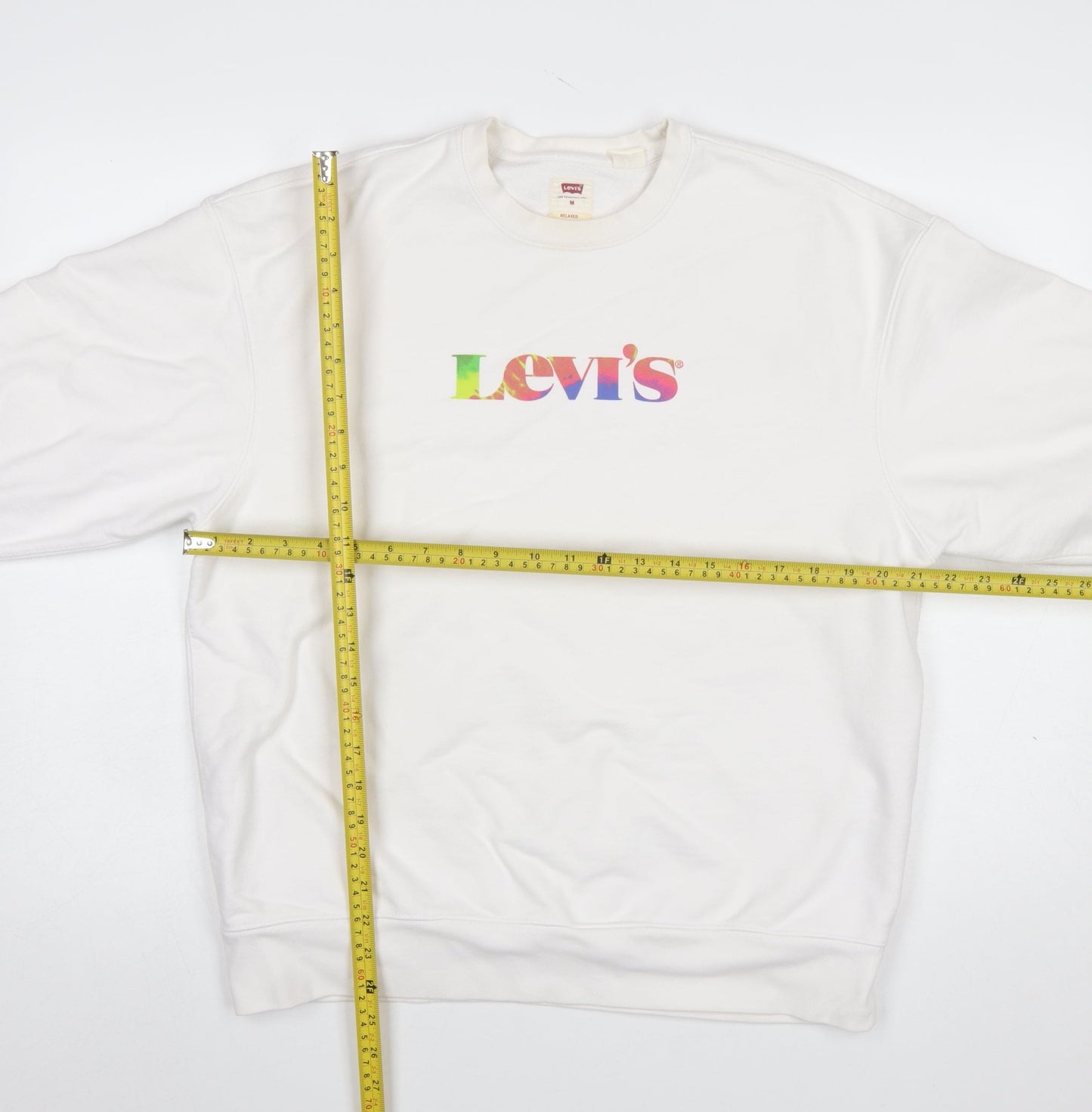 Levi's Men White Relaxed Fit Logo Pullover Sweatshirt M