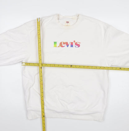Levi's Men White Relaxed Fit Logo Pullover Sweatshirt M
