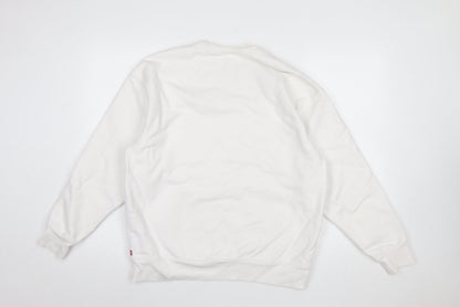 Levi's Men White Relaxed Fit Logo Pullover Sweatshirt M