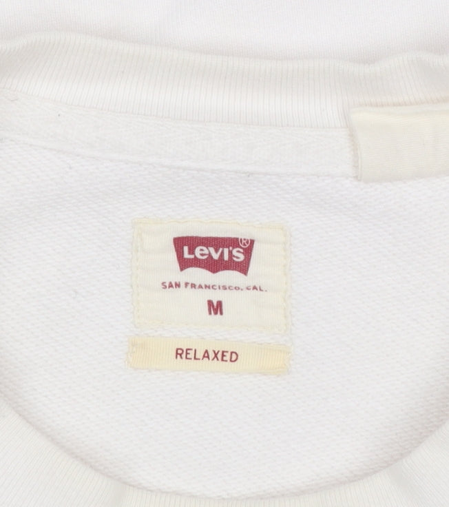 Levi's Men White Relaxed Fit Logo Pullover Sweatshirt M