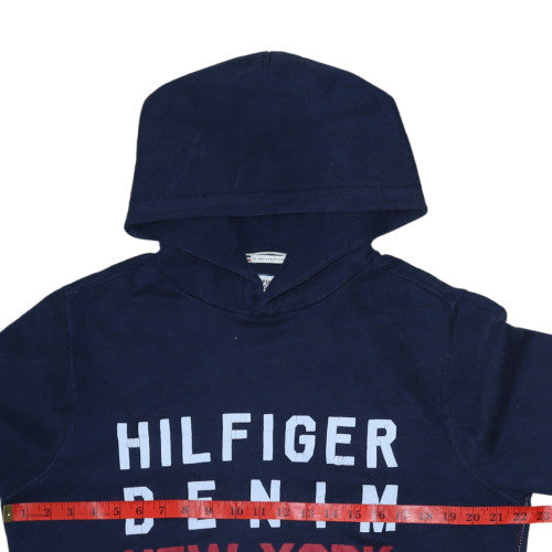 Hilfiger Denim Men's Blue Pullover Hoodie M Regular Fit Graphic Print