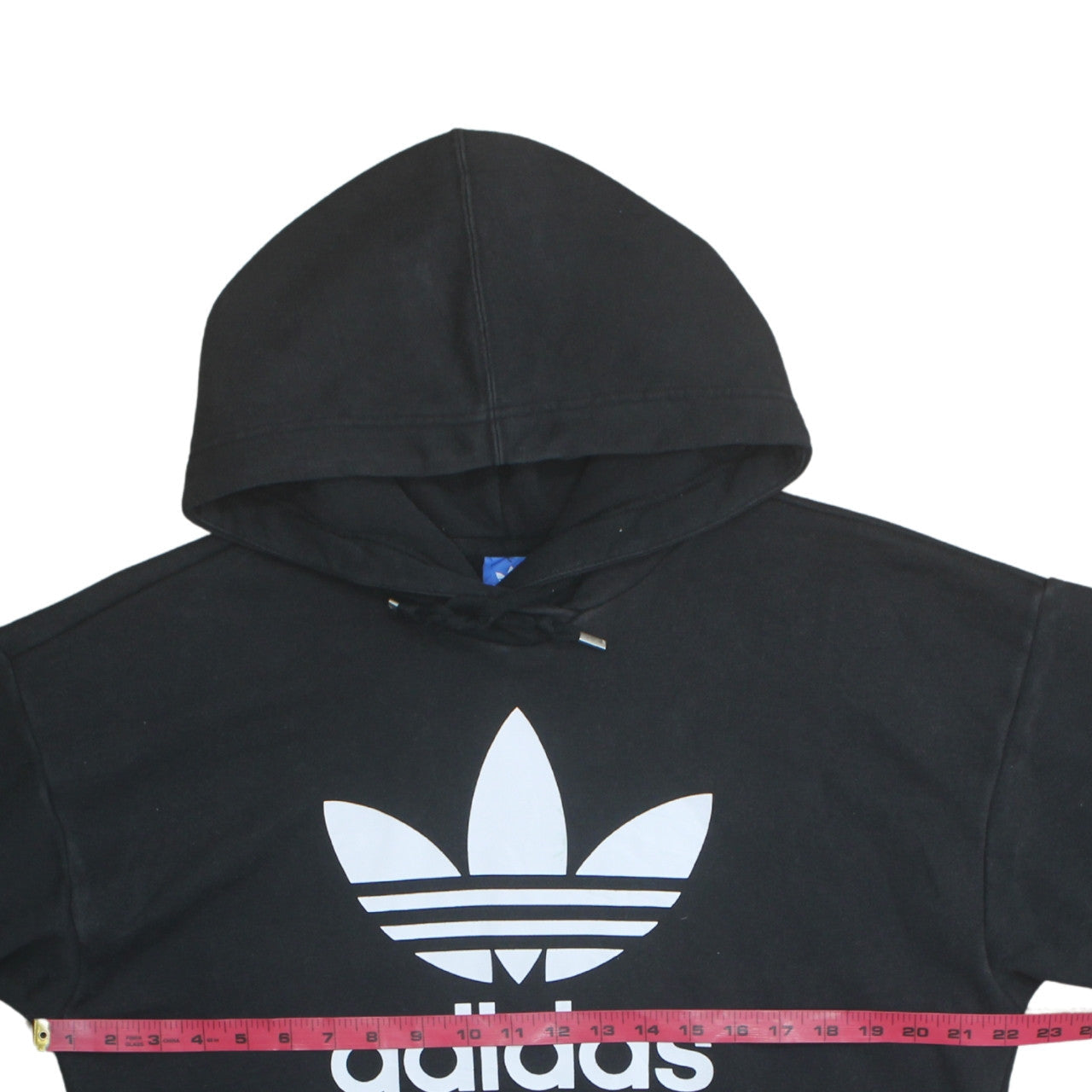 Adidas Womens Black Pullover Hoodie L Cotton Blend Trefoil Logo
