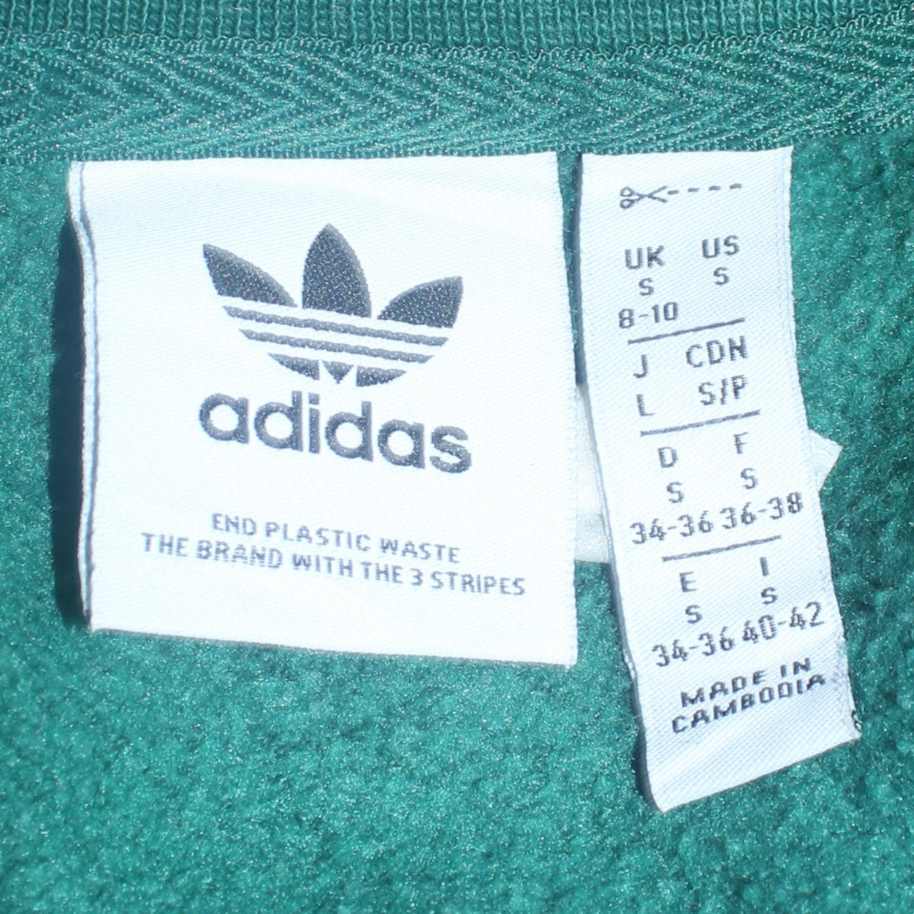 Adidas Originals Green Crew Neck Sweatshirt Women S Cotton Blend Casual