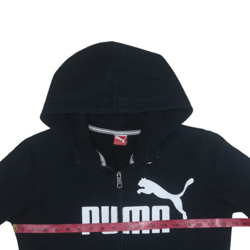 Puma Boys Black Full Zip Hoodie Size 164 XL Cotton Blend Casual