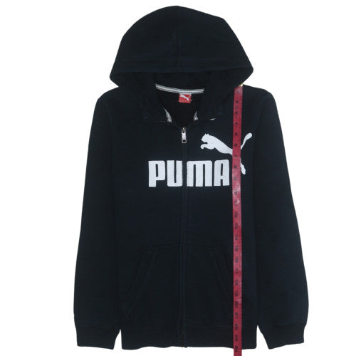 Puma Boys Black Full Zip Hoodie Size 164 XL Cotton Blend Casual