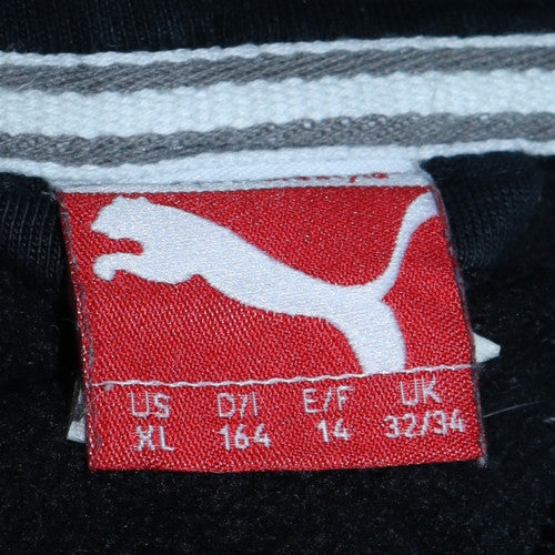 Puma Boys Black Full Zip Hoodie Size 164 XL Cotton Blend Casual