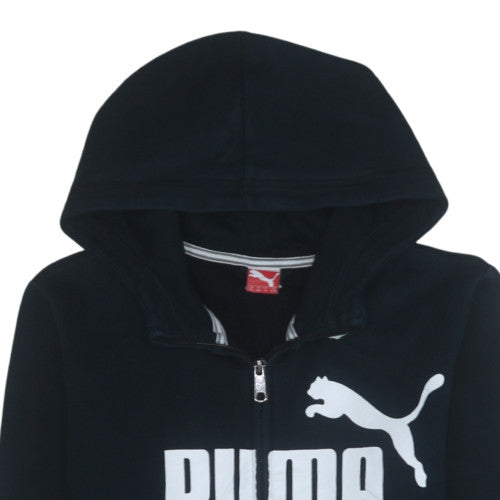 Puma Boys Black Full Zip Hoodie Size 164 XL Cotton Blend Casual