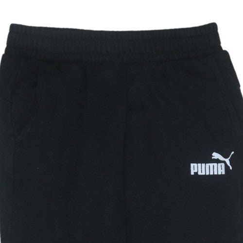 Puma Boys Black Jogger Sweatpants 13-14 Years Fleece Cotton Blend