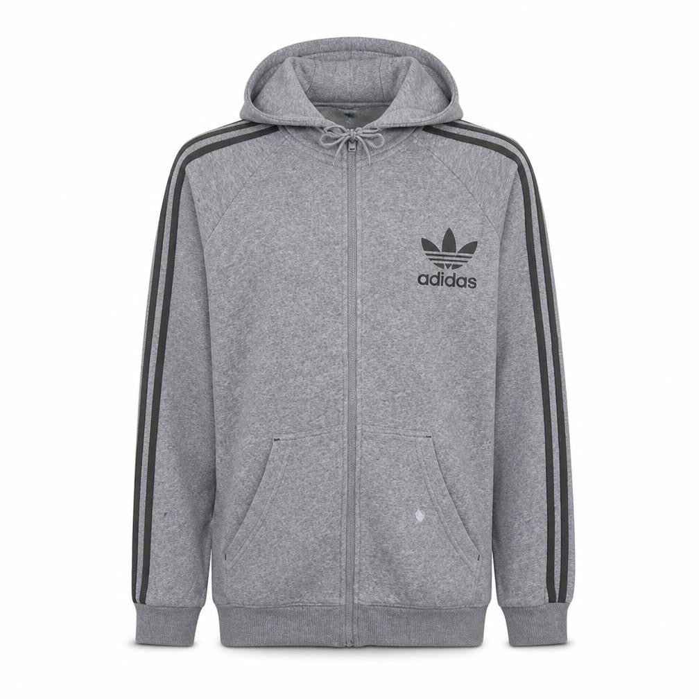 Adidas Mens Grey Full Zip Hoodie M Classic Sportswear