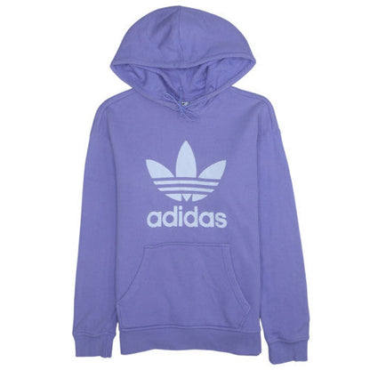 Additional front view of Adidas women’s purple pullover hoodie, size UK 8, relaxed fit