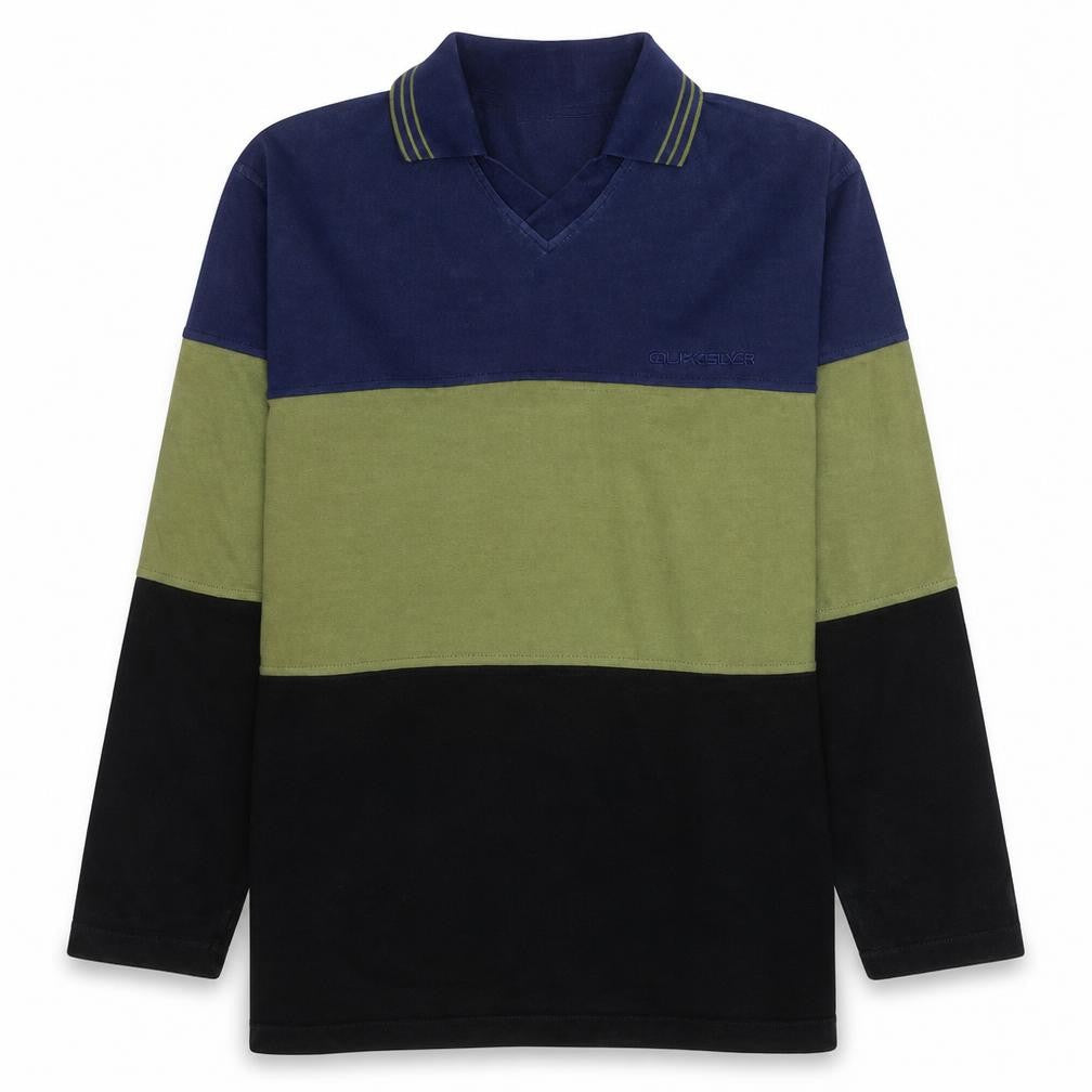 Levi's Men's Blue Green Black Colour Block Long Sleeve V-Neck Sweatshirt M
