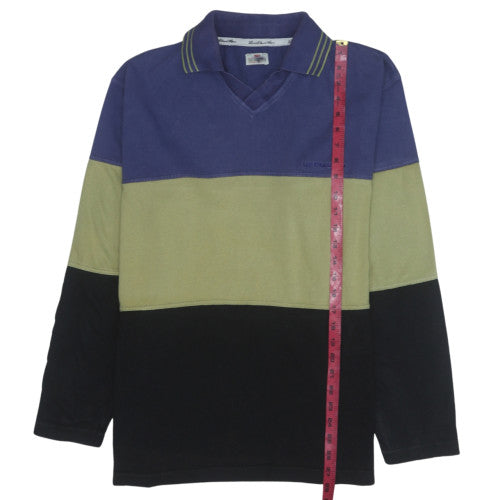 Levi's Men's Blue Green Black Colour Block Long Sleeve V-Neck Sweatshirt M