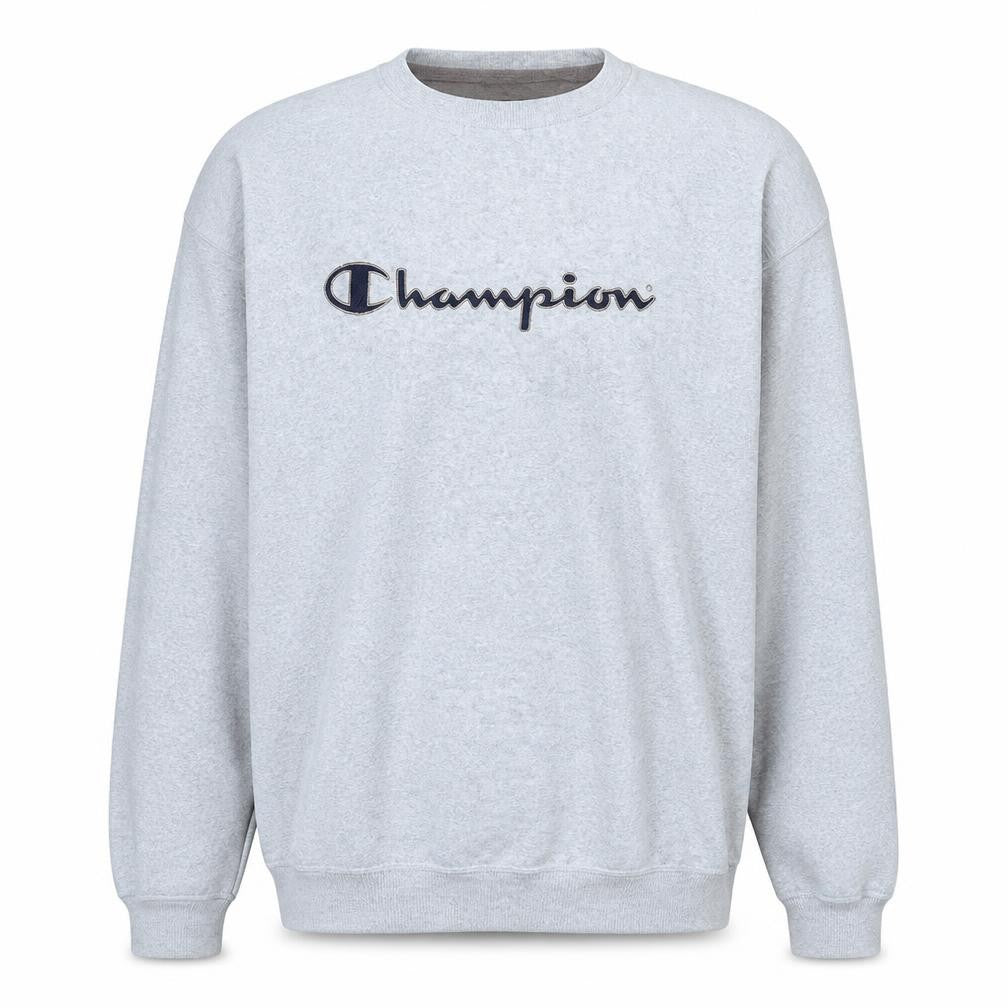Champion Men’s Grey 2XL Pullover Sweatshirt Embroidered Logo Vintage