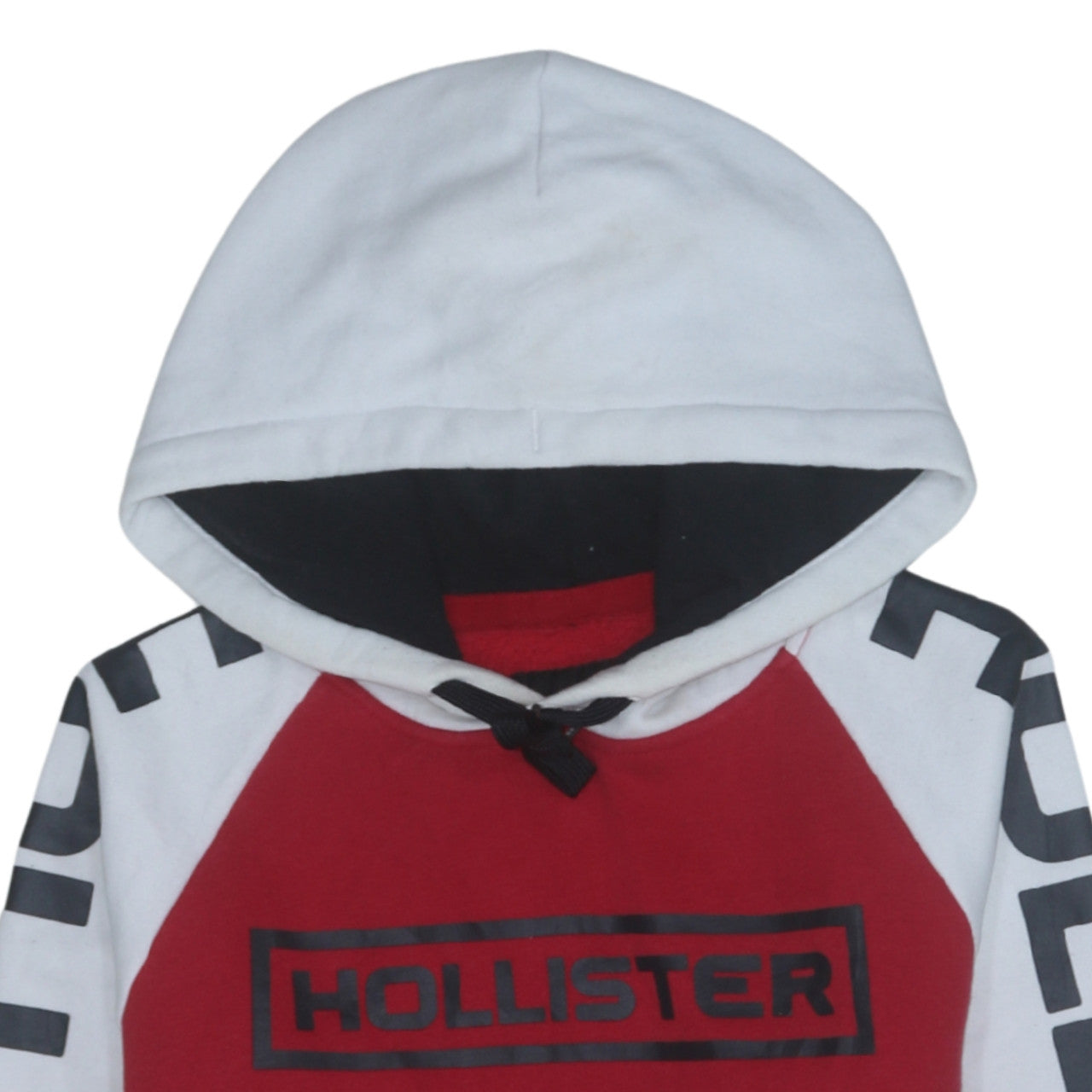 Hollister Men Red White Logo Pullover Hoodie XS Regular Fit