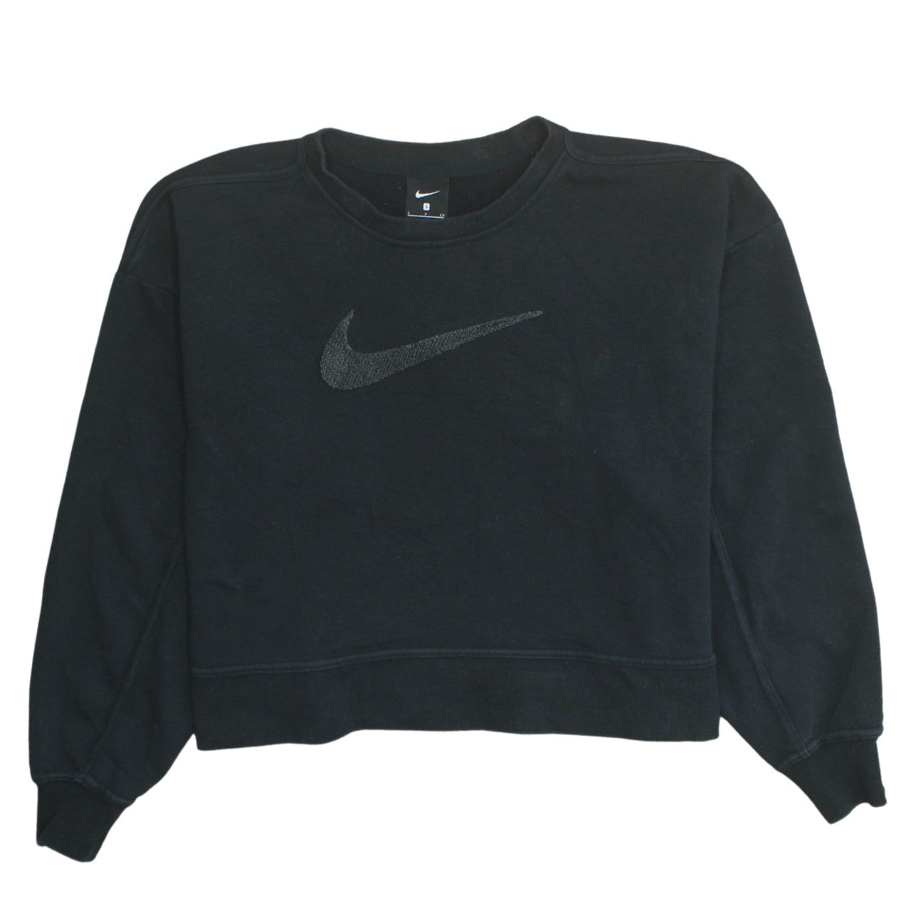 Nike Women Black S Crew Neck Pullover Sweatshirt Cotton Blend