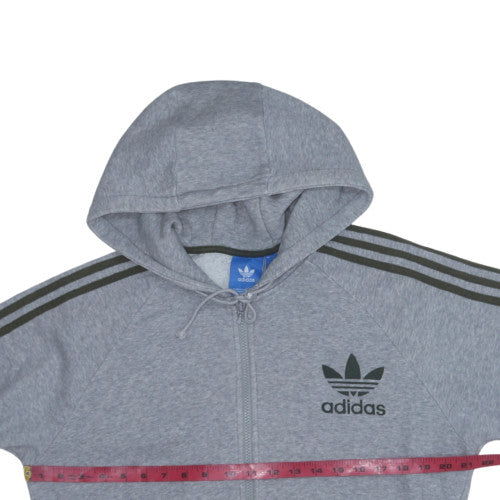 Adidas Mens Grey Full Zip Hoodie Size M Hooded Sweatshirt