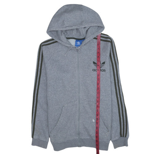 Adidas Mens Grey Full Zip Hoodie Size M Hooded Sweatshirt