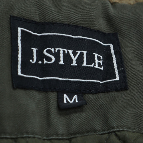 J.STYLE Men's Green Cotton Hooded Parka Coat M
