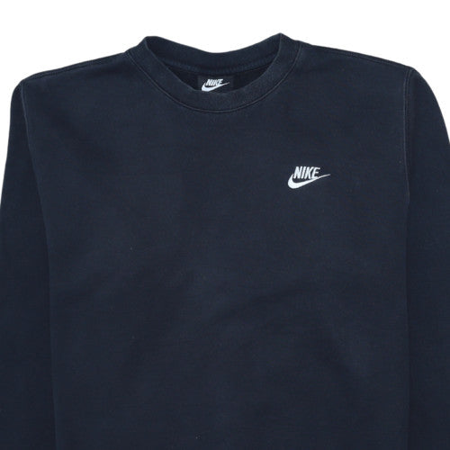 Nike Men's Black Small Crew Neck Pullover Sweatshirt Fleece Cotton Blend
