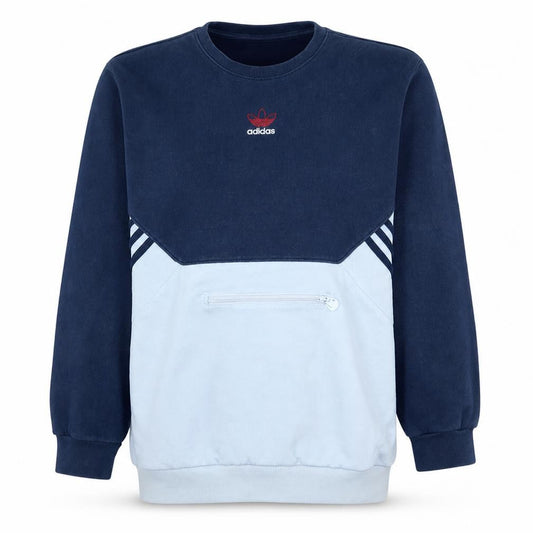 Adidas Men's Blue Pullover Sweatshirt M Logo Zip Sports Style