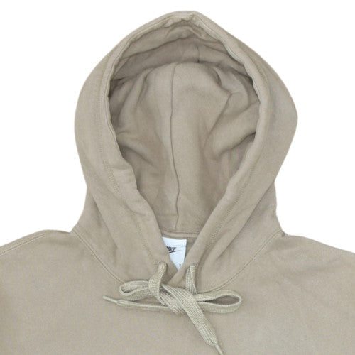 Nike Men Beige Pullover Hoodie M Fleece Logo Drawstring Regular Fit