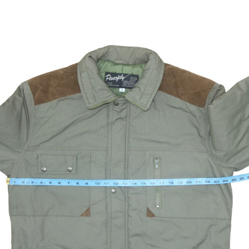 Panoply Men's Green XL Quilted Hunting Jacket with Pockets and Suede Shoulders