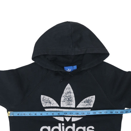 Adidas Mens Black Pullover Hoodie L Sports Retro Graphic Fleece