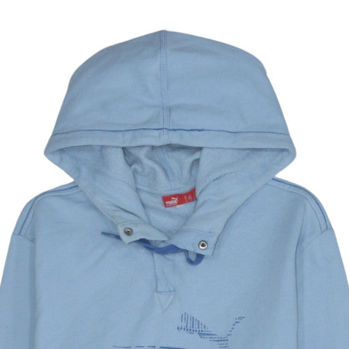 Puma Men's Blue Pullover Hoodie L Logo Fleece Sportswear