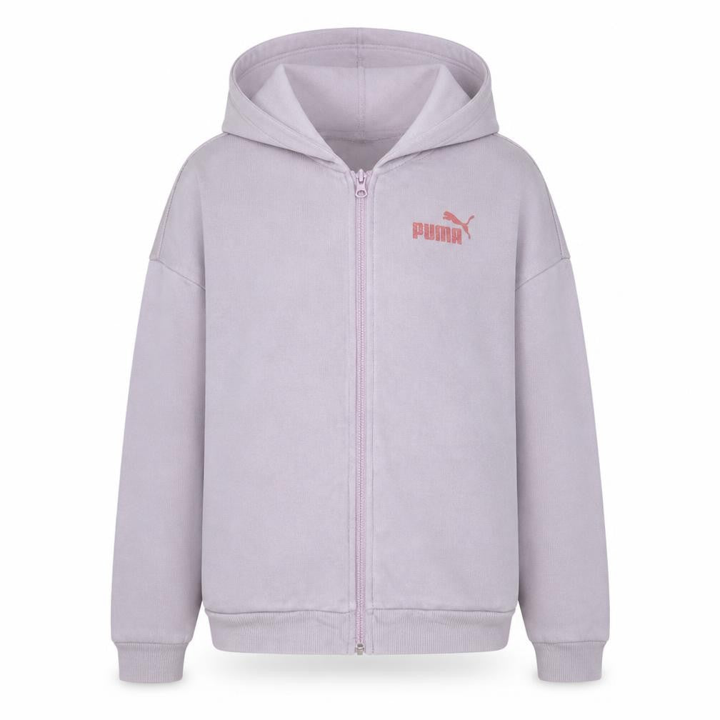 Puma Girls Pink Full Zip Hooded Hoodie 13-14 Years Regular Fit